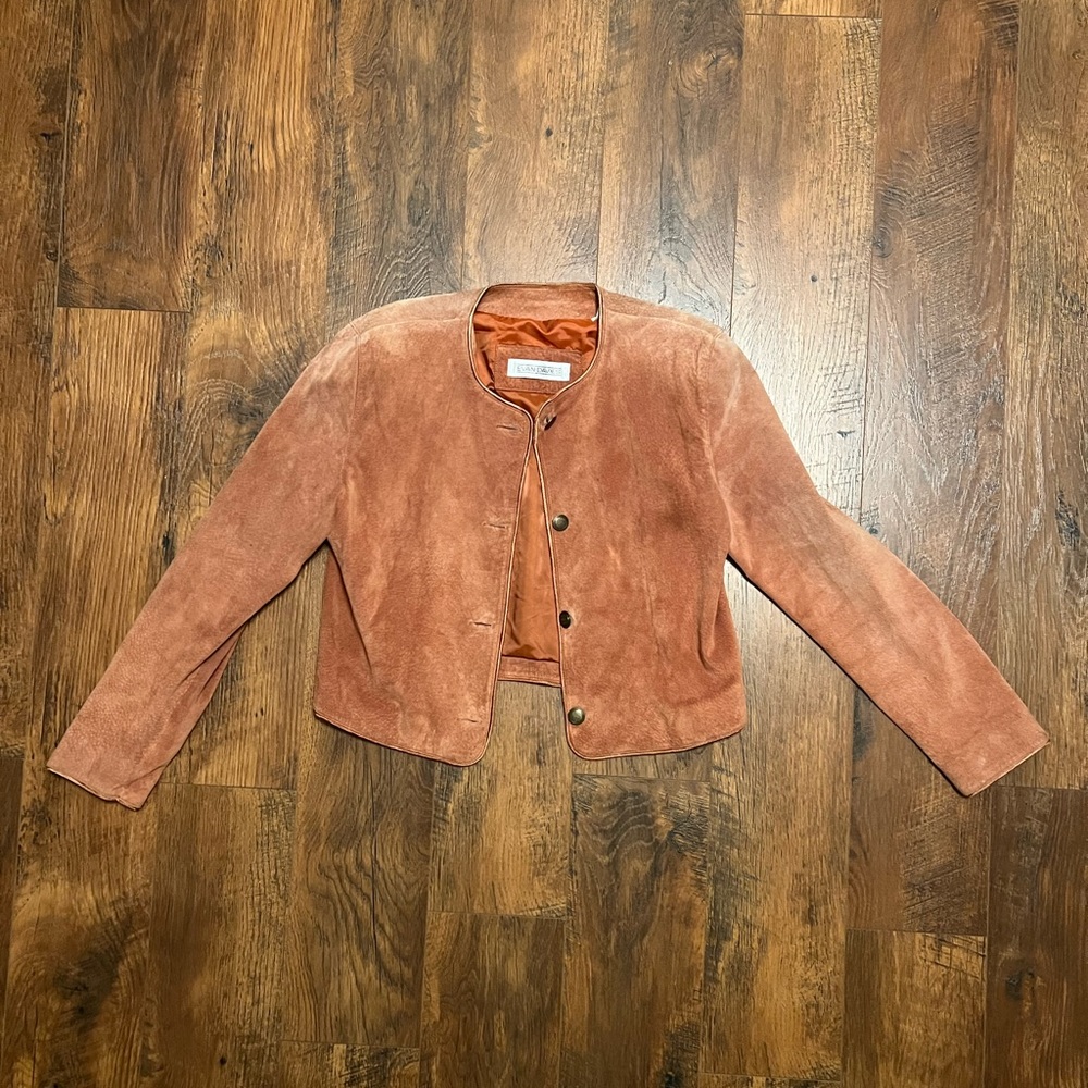 Vintage Pink Suede Cropped Jacket